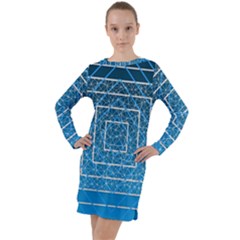 Network Social Abstract Long Sleeve Hoodie Dress