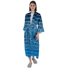 Network Social Abstract Maxi Satin Kimono