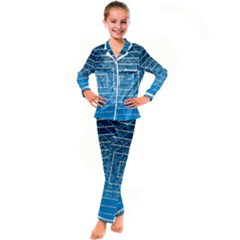 Network Social Abstract Kid s Satin Long Sleeve Pajamas Set