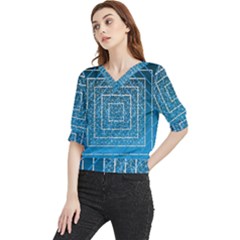 Network Social Abstract Quarter Sleeve Blouse