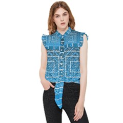 Network Social Abstract Frill Detail Shirt