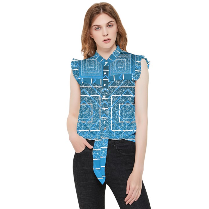 Network Social Abstract Frill Detail Shirt