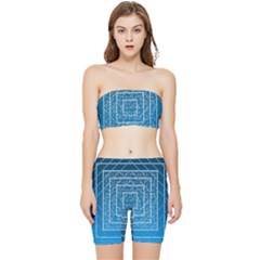 Network Social Abstract Stretch Shorts and Tube Top Set