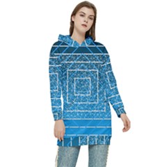 Network Social Abstract Women s Long Oversized Pullover Hoodie