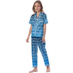 Network Social Abstract Kids  Satin Short Sleeve Pajamas Set