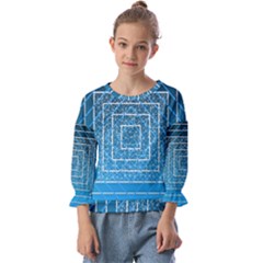 Network Social Abstract Kids  Cuff Sleeve Top