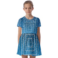 Network Social Abstract Kids  Short Sleeve Pinafore Style Dress by Ravend