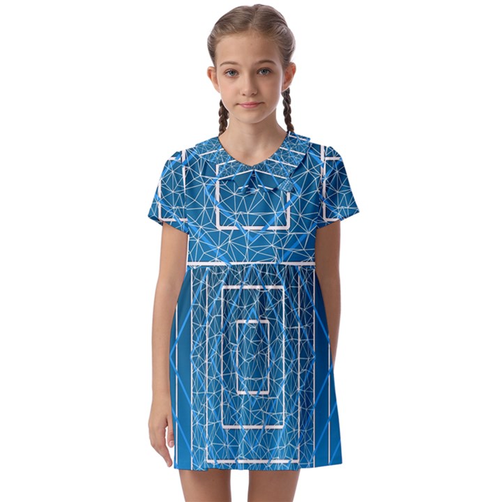 Network Social Abstract Kids  Asymmetric Collar Dress