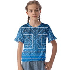 Network Social Abstract Kids  Cuff Sleeve Scrunch Bottom Tee