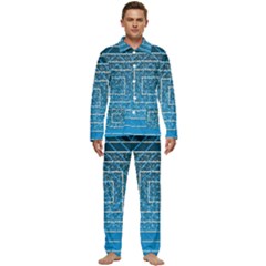 Network Social Abstract Men s Long Sleeve Velvet Pocket Pajamas Set