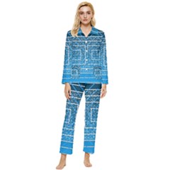 Network Social Abstract Womens  Long Sleeve Velvet Pocket Pajamas Set