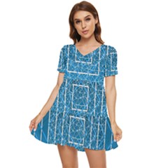 Network Social Abstract Tiered Short Sleeve Babydoll Dress