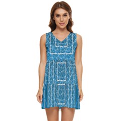 Network Social Abstract Tiered Sleeveless Mini Dress