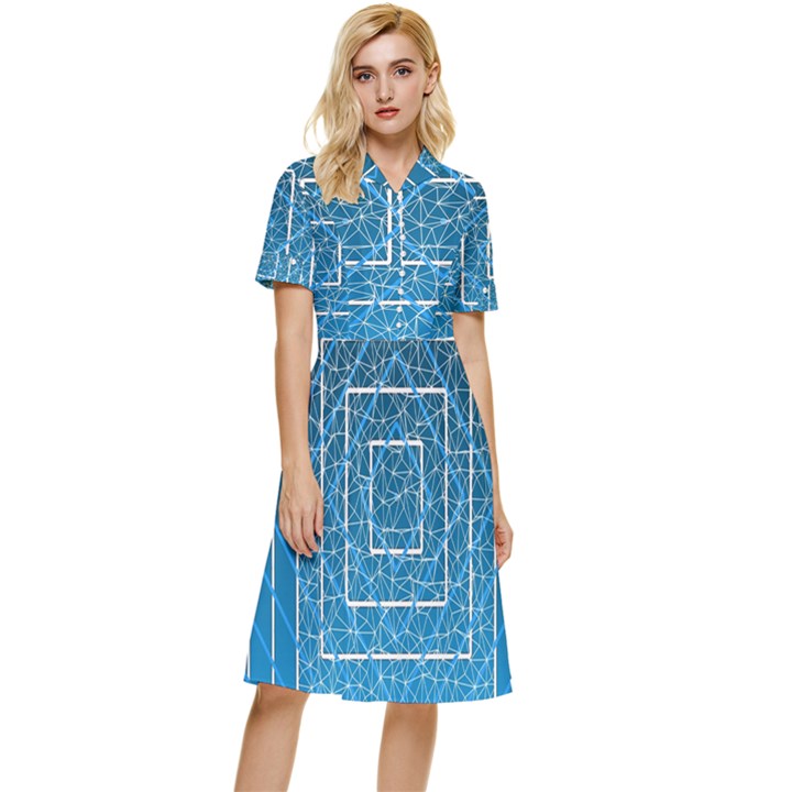 Network Social Abstract Button Top Knee Length Dress