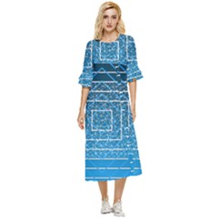 Network Social Abstract Double Cuff Midi Dress