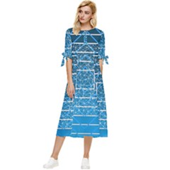 Network Social Abstract Bow Sleeve Chiffon Midi Dress by Ravend