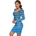 Network Social Abstract Women Long Sleeve Ruched Stretch Jersey Dress View3