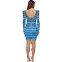 Network Social Abstract Women Long Sleeve Ruched Stretch Jersey Dress View4