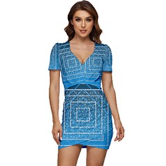 Network Social Abstract Low Cut Cap Sleeve Mini Dress by Ravend