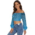 Network Social Abstract Long Sleeve Crinkled Weave Crop Top View2