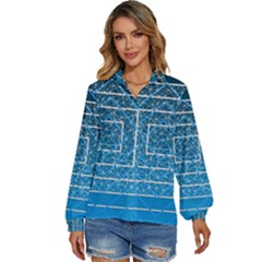 Network Social Abstract Women s Long Sleeve Button Down Shirt