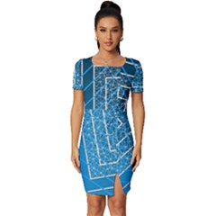 Network Social Abstract Fitted Knot Split End Bodycon Dress