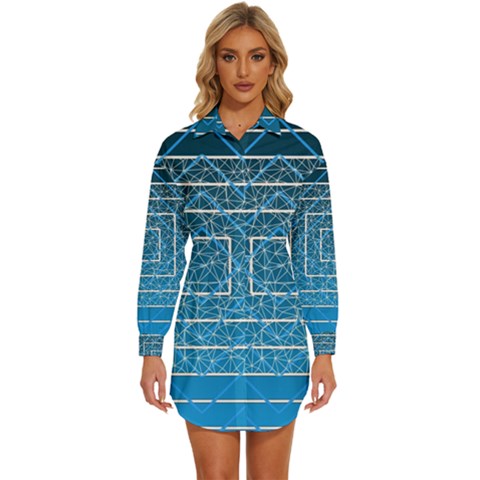 Network Social Abstract Womens Long Sleeve Shirt Dress by Ravend