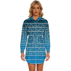 Network Social Abstract Womens Long Sleeve Shirt Dress