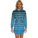 Network Social Abstract Womens Long Sleeve Shirt Dress View1