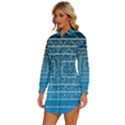 Network Social Abstract Womens Long Sleeve Shirt Dress View2