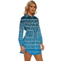 Network Social Abstract Womens Long Sleeve Shirt Dress View3