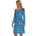 Network Social Abstract Long Sleeve Dress With Pocket View2