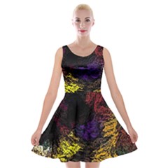 Abstract Painting Colorful Velvet Skater Dress by Ravend