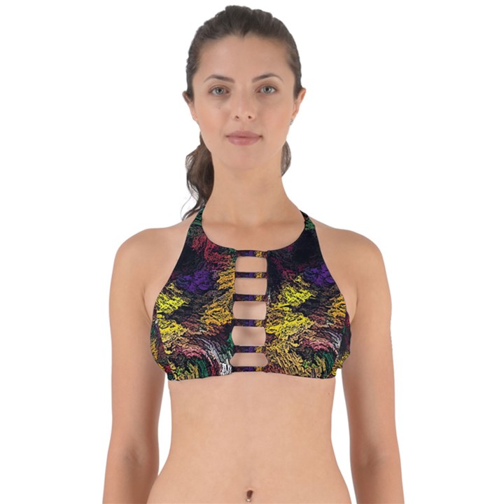 Abstract Painting Colorful Perfectly Cut Out Bikini Top