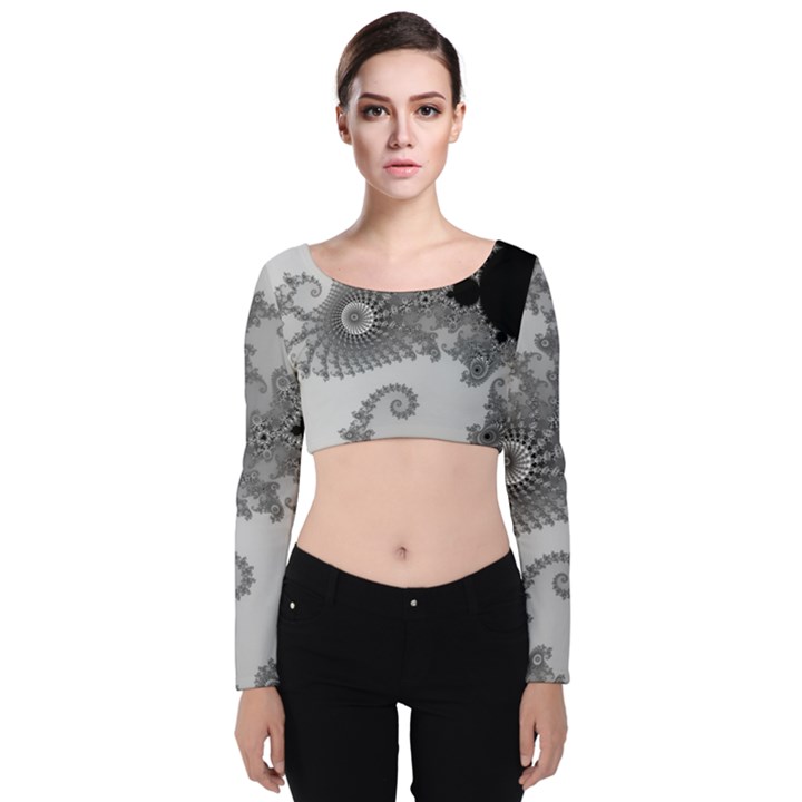 Apple Males Almond Bread Abstract Velvet Long Sleeve Crop Top