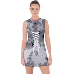 Apple Males Almond Bread Abstract Lace Up Front Bodycon Dress by Ravend