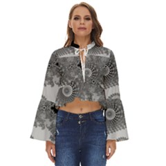 Apple Males Almond Bread Abstract Boho Long Bell Sleeve Top by Ravend