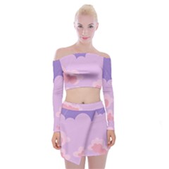 Sky Nature Sunset Clouds Space Fantasy Sunrise Off Shoulder Top With Mini Skirt Set by Ravend