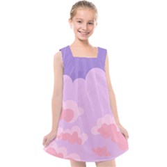 Sky Nature Sunset Clouds Space Fantasy Sunrise Kids  Cross Back Dress by Ravend