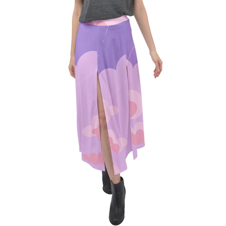 Sky Nature Sunset Clouds Space Fantasy Sunrise Velour Split Maxi Skirt