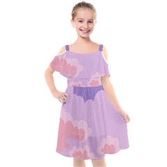 Sky Nature Sunset Clouds Space Fantasy Sunrise Kids  Cut Out Shoulders Chiffon Dress by Ravend