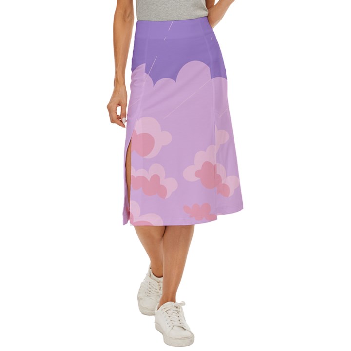 Sky Nature Sunset Clouds Space Fantasy Sunrise Midi Panel Skirt