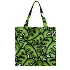 Leaves Nature Monstera Seamless Pattern Repeating Zipper Grocery Tote Bag by Ravend