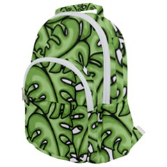 Leaves Nature Monstera Seamless Pattern Repeating Rounded Multi Pocket Backpack by Ravend