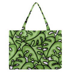 Leaves Nature Monstera Seamless Pattern Repeating Zipper Medium Tote Bag by Ravend