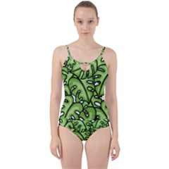 Leaves Nature Monstera Seamless Pattern Repeating Cut Out Top Tankini Set by Ravend