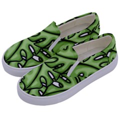 Leaves Nature Monstera Seamless Pattern Repeating Kids  Canvas Slip Ons by Ravend