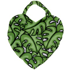 Leaves Nature Monstera Seamless Pattern Repeating Giant Heart Shaped Tote by Ravend