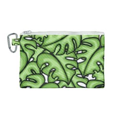 Leaves Nature Monstera Seamless Pattern Repeating Canvas Cosmetic Bag (medium) by Ravend