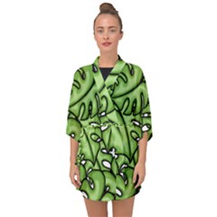 Leaves Nature Monstera Seamless Pattern Repeating Half Sleeve Chiffon Kimono by Ravend